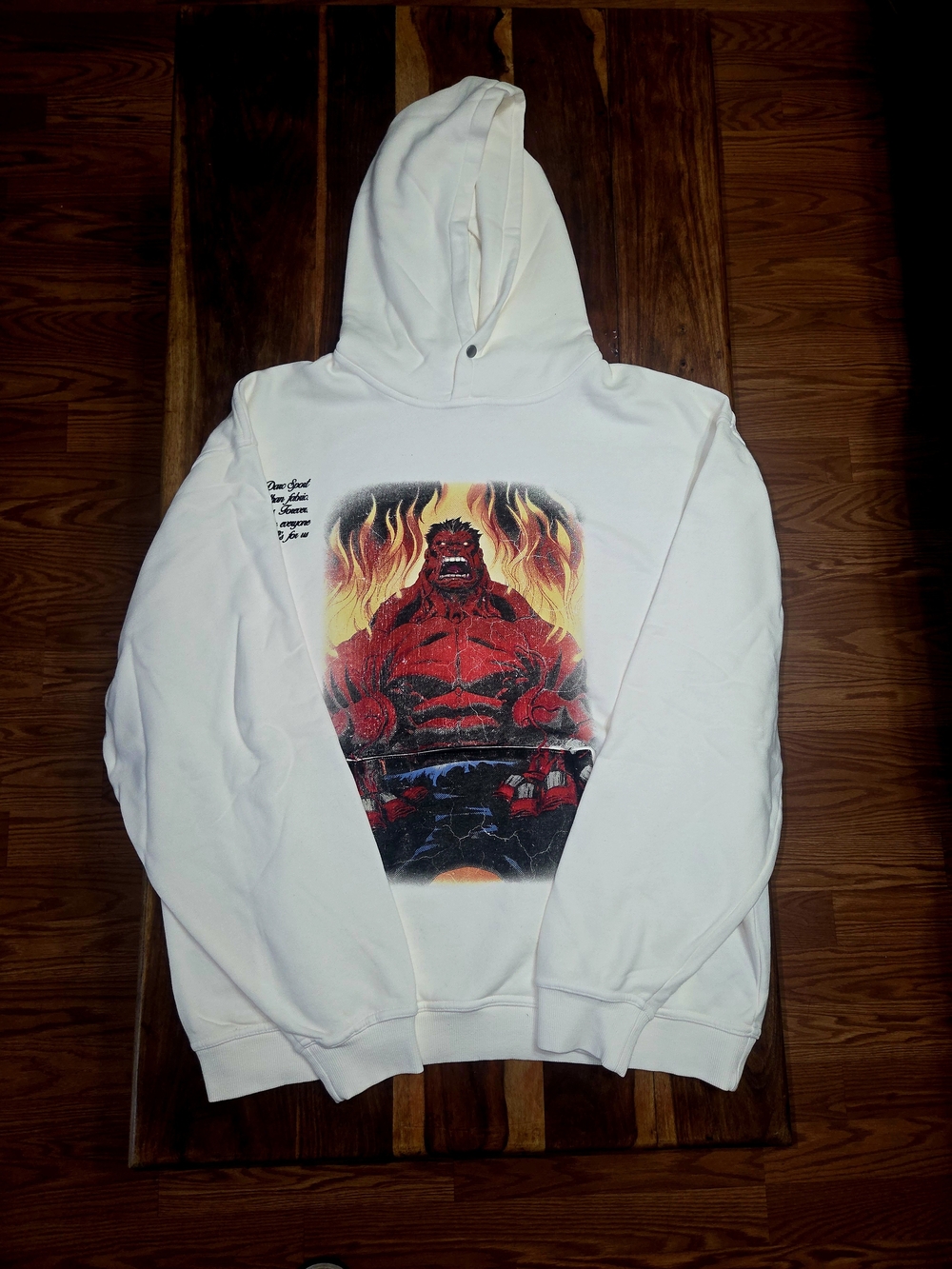 Darc Sport/Red Hulk Collab White Graphic Pullover Hoodie